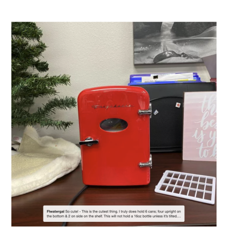 Frigidaire Mini réfrigérateur à boissons rétro compact à 6 canettes - Rouge