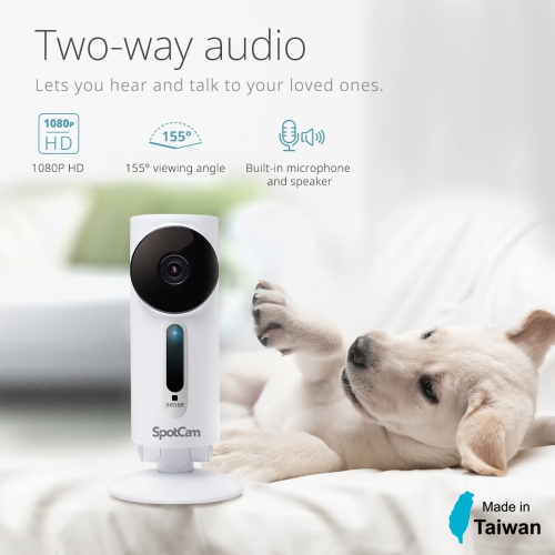 SpotCam Sense Wireless Home Security Camera, 1080p HD, Indoor, Night Vision, Motion & Sound Alert, Temperature/Humidity/Lux Sensor, Alarm Siren,