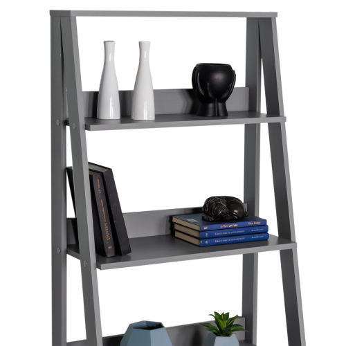 Madesa Modern 5-Tier Ladder Shelf Pantry Storage Space 24 Inch Wooden Free Standing Bookshelf Utility Shelves for Home Office Study Room and Kitchen