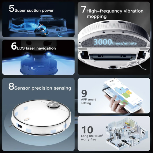 Redroad 5-in-1 Robot Vacuum and Mop with Auto-Self Cleaning Station, G10