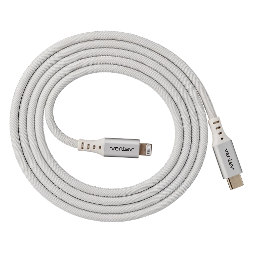 Ventev Charge & Sync Lightning MFI to USB-A Cable 4ft Alloy White