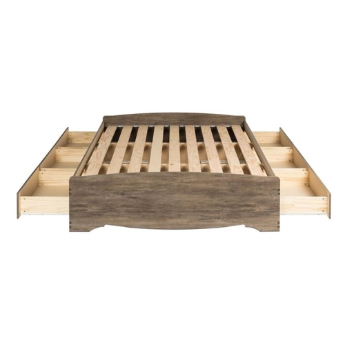 Prepac Salt Spring Queen Platform Storage Bed with 6 Drawers in Drifted Gray
