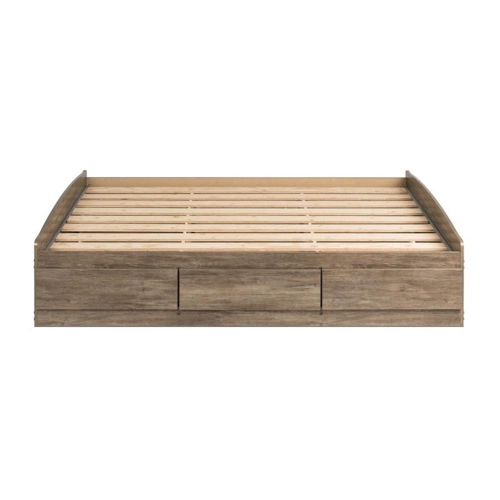 Prepac Salt Spring Queen Platform Storage Bed with 6 Drawers in Drifted Gray