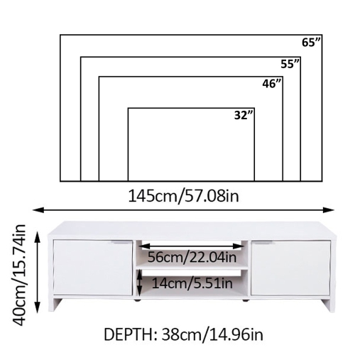 Madesa TV Stand with Cabinet Storage and Open Shelves for 55, 65 Inch Media Storage Gaming Media Console Living Room Entertainment Center Modern