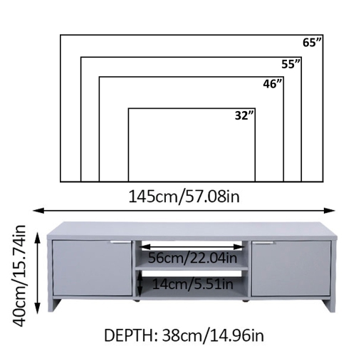 Madesa TV Stand with Cabinet Storage and Open Shelves for 55, 65 Inch Media Storage Gaming Media Console Living Room Entertainment Center Modern