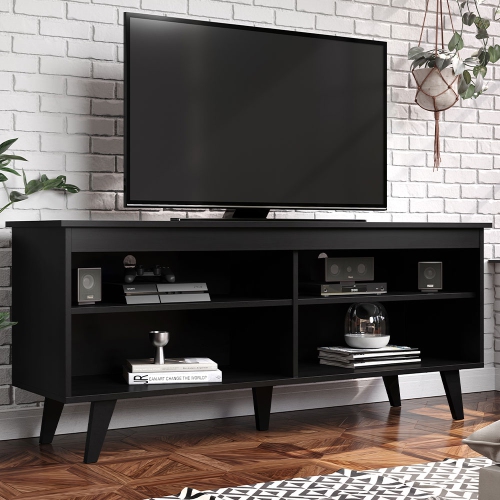 Madesa TV Stand Entertainment Center with 4 Shelves and Cable Management for 50, 55 Inch Media Storage Living Room and Bedroom Modern Wooden