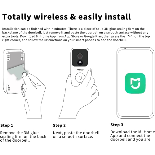 MADV Smart Wireless Video Doorbells 2M, 2K Video, Smart Voice-Changing, HD Infrared Night Vision, Clear Two Way Audio, Easy Setup, Security Camera