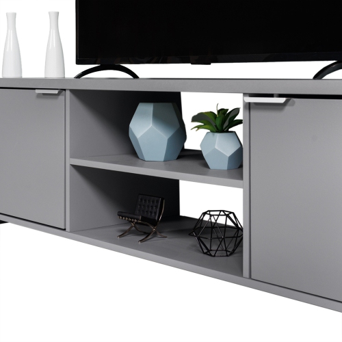 Meuble pour téléviseur de MADESA avec espace de rangement et gestion des câbles, pour téléviseurs de 75 po et moins, bois, 19 po H x 15 po P x 71 po