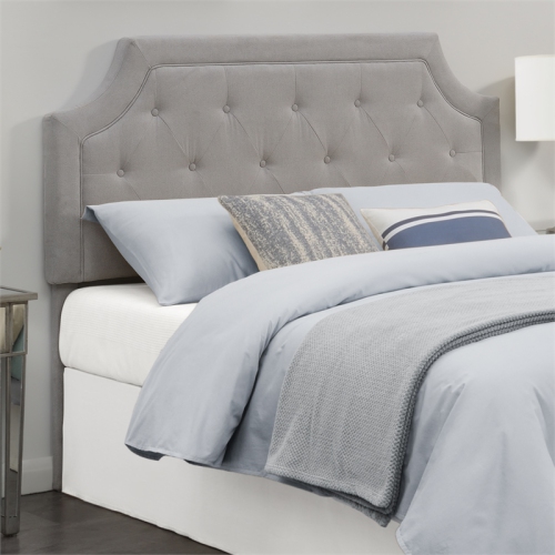 Alta Gray Microfiber Upholstered Diamond Tufted Queen Headboard