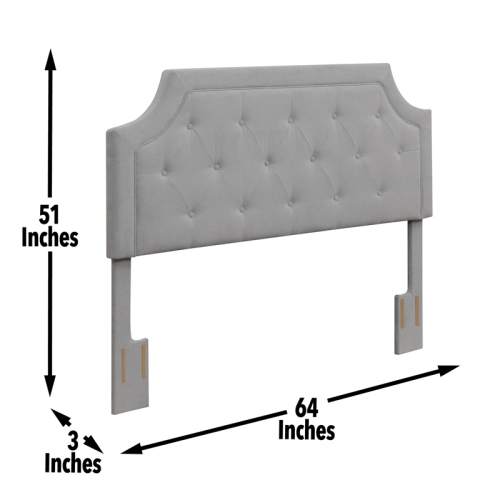 Alta Gray Microfiber Upholstered Diamond Tufted Queen Headboard
