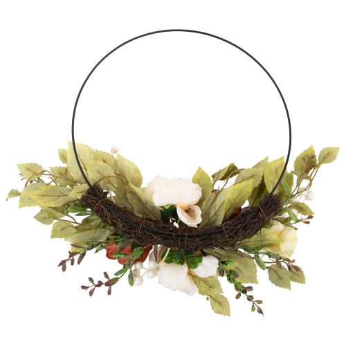 Autumn Harvest Artificial Floral Half Wreath with Fall Foliage, 21-Inch
