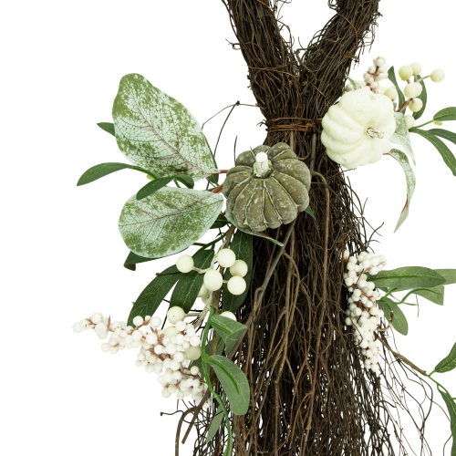 24" Pumpkins and Berries Artificial Fall Harvest Twig Teardrop Swag