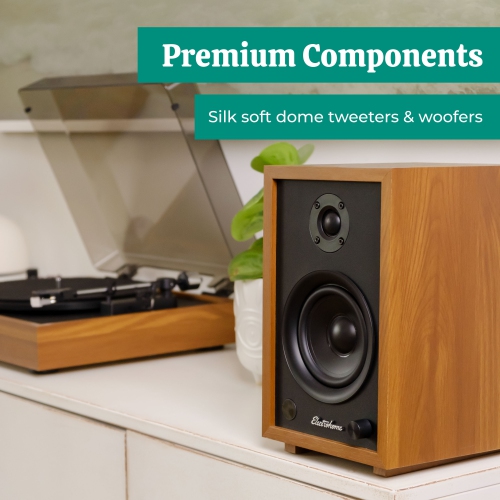 Electrohome McKinley 2.0 Stereo Powered Bookshelf Speakers with Built-in Amplifier, 4" Drivers, Bluetooth 5, RCA/Aux