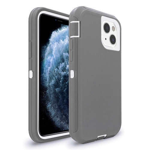 【CSmart】 Triple 3 Layers Shockproof Heavy Duty Defender Hard Case for iPhone 15 Plus / 14 Plus, Grey
