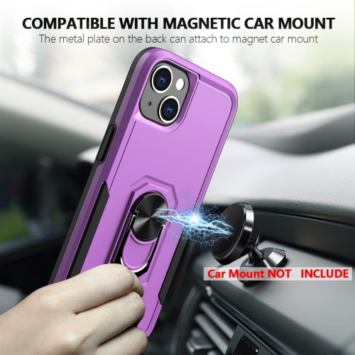 [CSmart] Étui robuste avec béquille magnétique rigide et support à anneau pour iPhone 15 plus/14 plus, violet