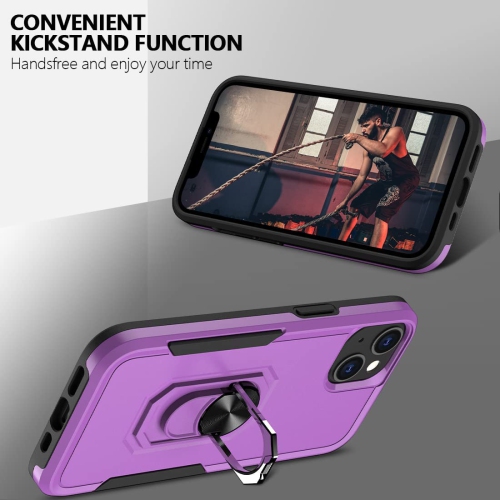 [CSmart] Étui robuste avec béquille magnétique rigide et support à anneau pour iPhone 15 plus/14 plus, violet
