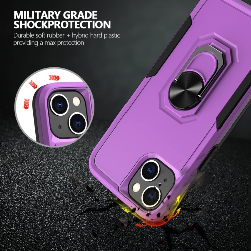 [CSmart] Étui robuste avec béquille magnétique rigide et support à anneau pour iPhone 15 plus/14 plus, violet