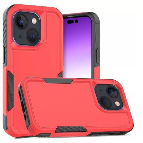 [CSmart] Étui rigide protecteur robuste Armor en caoutchouc pour iPhone 15/14, rouge