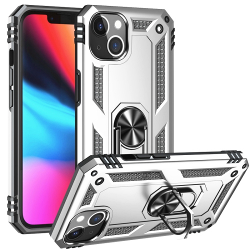 [CSmart] Étui rigide avec béquille et anneau magnétique pour iPhone 15/14, gris