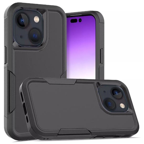 【CSmart】 Heavy Duty Rubber Armor Bumper Hard Case Cover for iPhone 15 / 14, Black
