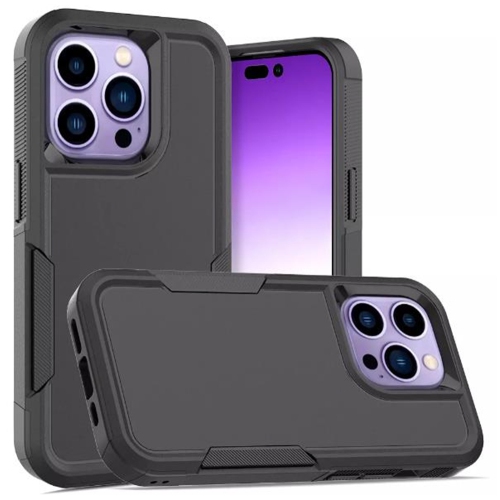 【CSmart】 Étui Coque rigide pour pare-chocs en caoutchouc résistant à deux couches pour iPhone 14 Pro, Le Noir