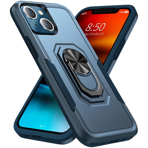 [CSmart] Étui robuste avec béquille magnétique rigide et support à anneau pour iPhone 15 plus/14 plus, bleu marine