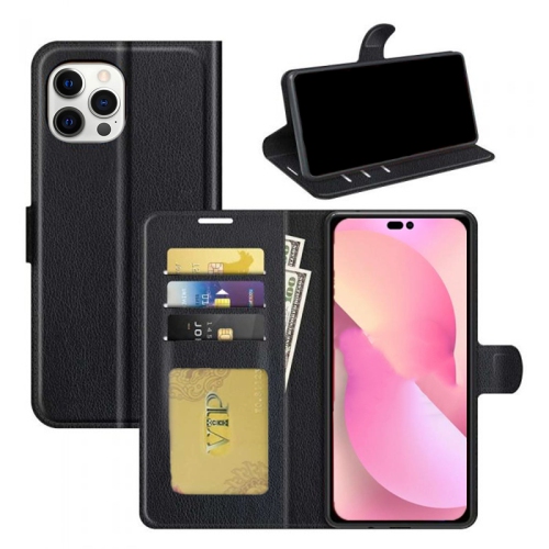 CSMART  [Cs] Iphone 14 Pro Max Case, Magnetic Leather Folio Wallet Flip Case Cover With Card Slot In Black