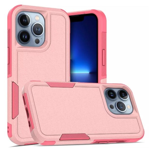 【CSmart】 Dual Layers Heavy Duty Rubber Armor Bumper Hard Case Cover for iPhone 14 Pro, Light Pink