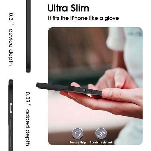 【CSmart】 Thin TPU Silicone Jelly Bumper Soft Case Back Cover for iPhone 15 / 14, Black