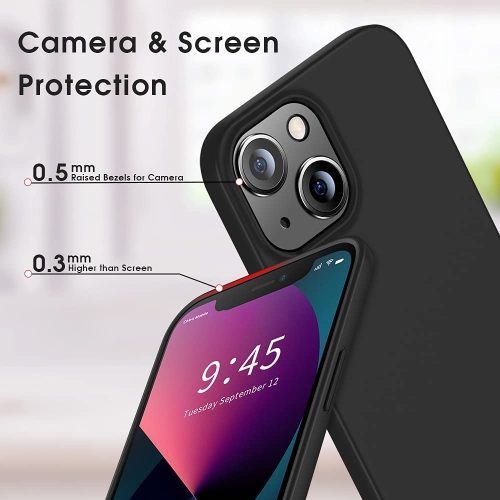 【CSmart】 Thin TPU Silicone Jelly Bumper Soft Case Back Cover for iPhone 15 / 14, Black