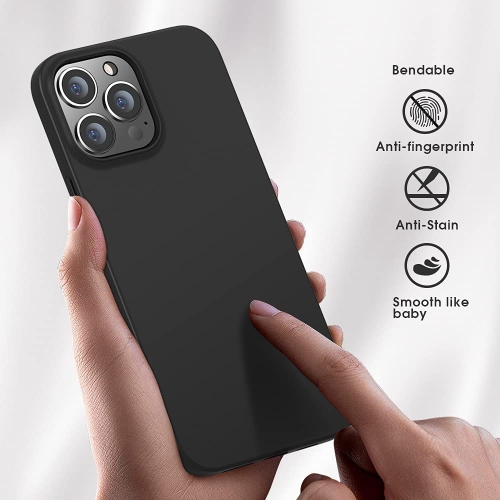 【CSmart】 Thin TPU Silicone Jelly Bumper Soft Case Back Cover for iPhone 14 Pro, Black