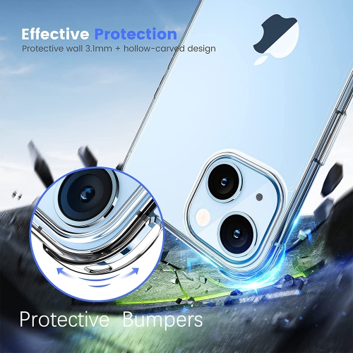 【CSmart】 Thin TPU Silicone Jelly Bumper Soft Case Back Cover for iPhone 15 Plus / 14 Plus, Clear