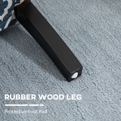 HOMCOM Chaise d'appoint sans accoudoirs pour chambre à coucher, chaise d'appoint rembourrée pour salon avec pieds en bois, bleu