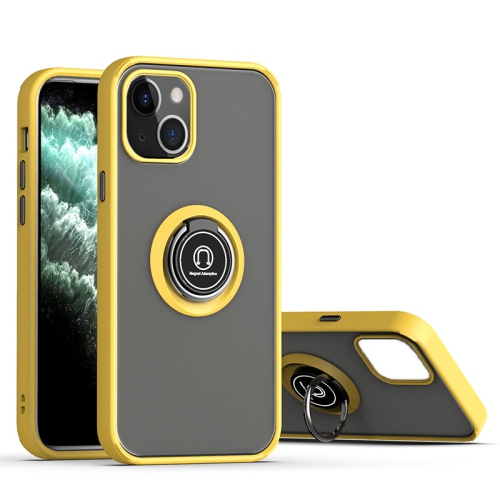 【CSmart】 Rubberized Hybrid Magnetic Kickstand Case with Ring Holder for iPhone 15 Plus / 14 Plus, Yellow