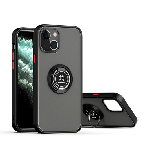 【CSmart】 Rubberized Hybrid Magnetic Kickstand Case with Ring Holder for iPhone 15 Plus / 14 Plus, Black / Red