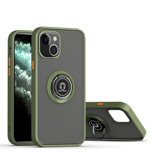 【CSmart】 Rubberized Hybrid Magnetic Kickstand Case with Ring Holder for iPhone 15 Plus / 14 Plus, Army Green