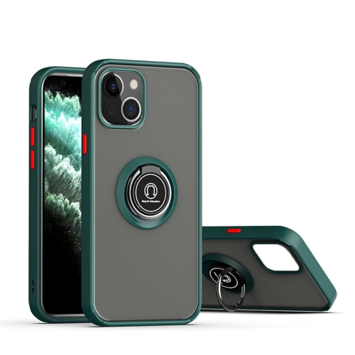 【CSmart】 Rubberized Hybrid Magnetic Kickstand Case with Ring Holder for iPhone 15 Plus / 14 Plus, Midnight Green