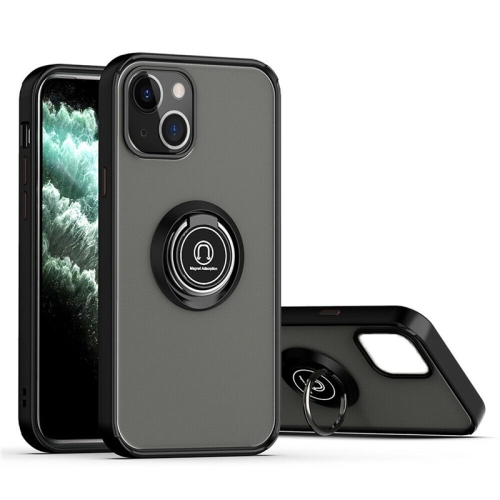 【CSmart】 Rubberized Hybrid Magnetic Kickstand Case with Ring Holder for iPhone 15 Plus / 14 Plus, Black