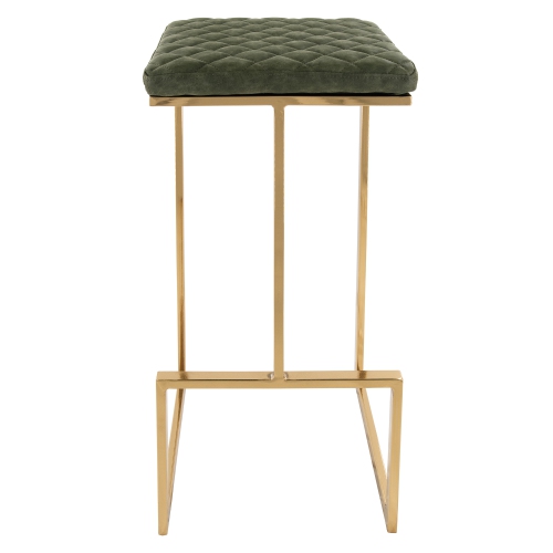 Quincy Quilted Stitched Leather Bar Stools With Gold Metal Frame