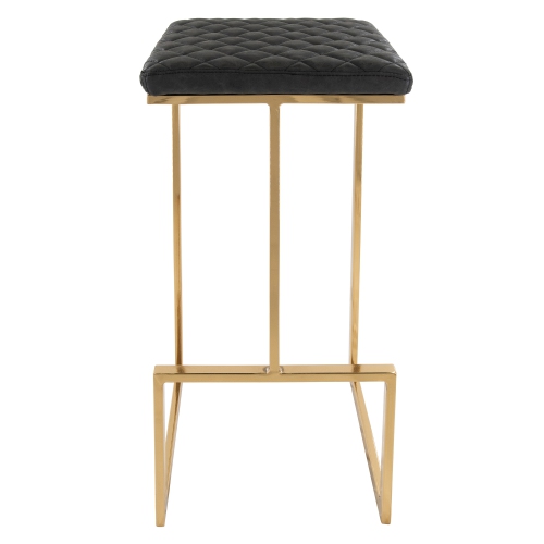 Quincy Quilted Stitched Leather Bar Stools With Gold Metal Frame