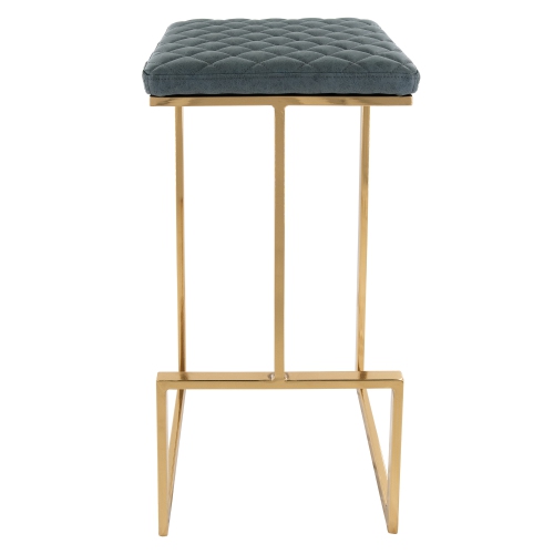 Quincy Quilted Stitched Leather Bar Stools With Gold Metal Frame