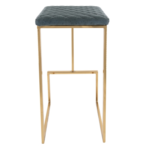 Quincy Quilted Stitched Leather Bar Stools With Gold Metal Frame