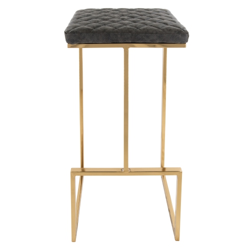 Quincy Quilted Stitched Leather Bar Stools With Gold Metal Frame