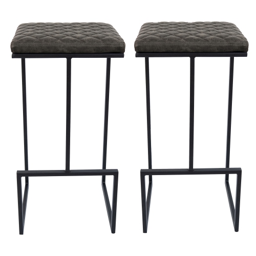 Quincy Leather Bar Stools With Metal Frame Set of 2