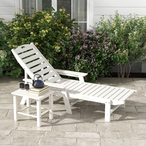 Gymax Patio Chaise Lounge Chair HDPE Recliner w/ 4-Position Backrest Outdoor