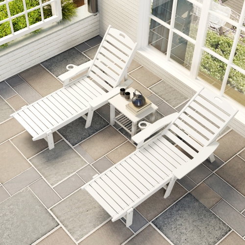 Gymax Patio Chaise Lounge Chair HDPE Recliner w/ 4-Position Backrest Outdoor