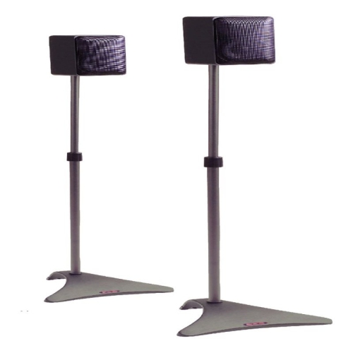 Atlantic Adjustable Speaker Stands w/ Triangle Cast Iron Base in Black