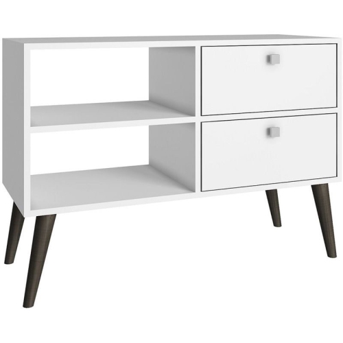 Atlin Designs Modern Contemporary Wood 35" TV Stand in White