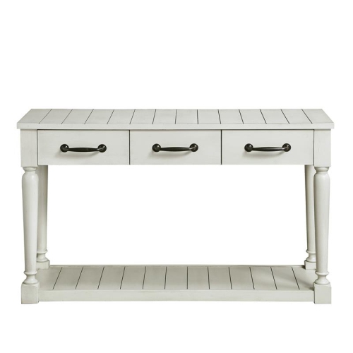 BOWERY HILL  Farmhouse Styled Alabaster Sofa Table In White Finish