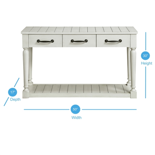Bowery Hill Farmhouse Styled Alabaster Sofa Table in White Finish